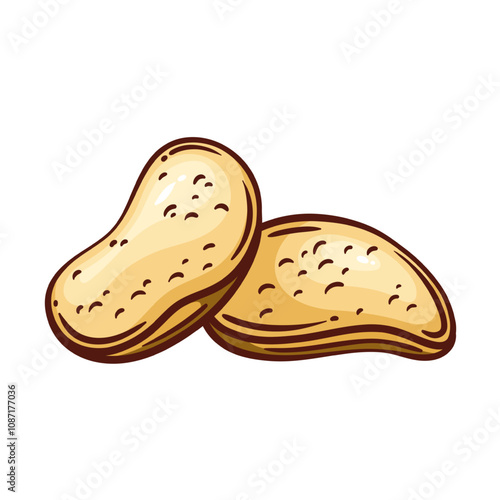 Salty potato chips line icon. Outline hand drawn spicy crisp snack of Oktoberfest, beer party in pub. Unhealthy fast food, nosh mascot, yellow crunchy chips to eat color icon vector illustration
