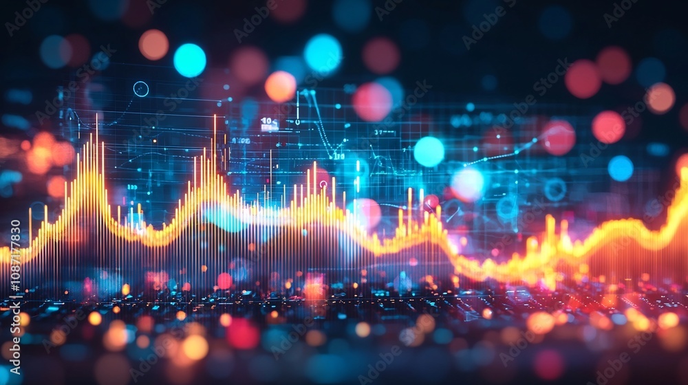 Fototapeta premium Vibrant Data Visualization Graphs and Charts Symbolizing Statistical Analysis and Information