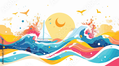 Vibrant Geometric Sea Summer Background Poster Banner