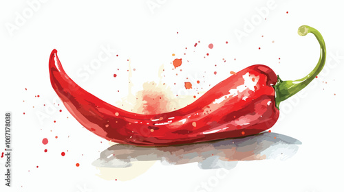 Vibrant Chilli Pepper Watercolor Illustration