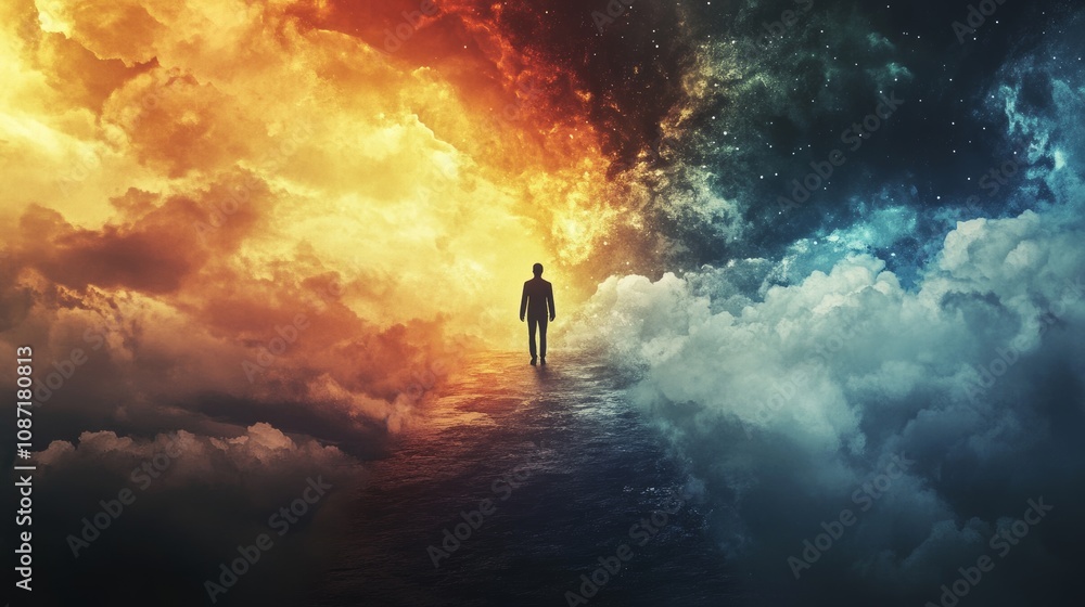Obraz premium progress and transition background, day and night concept