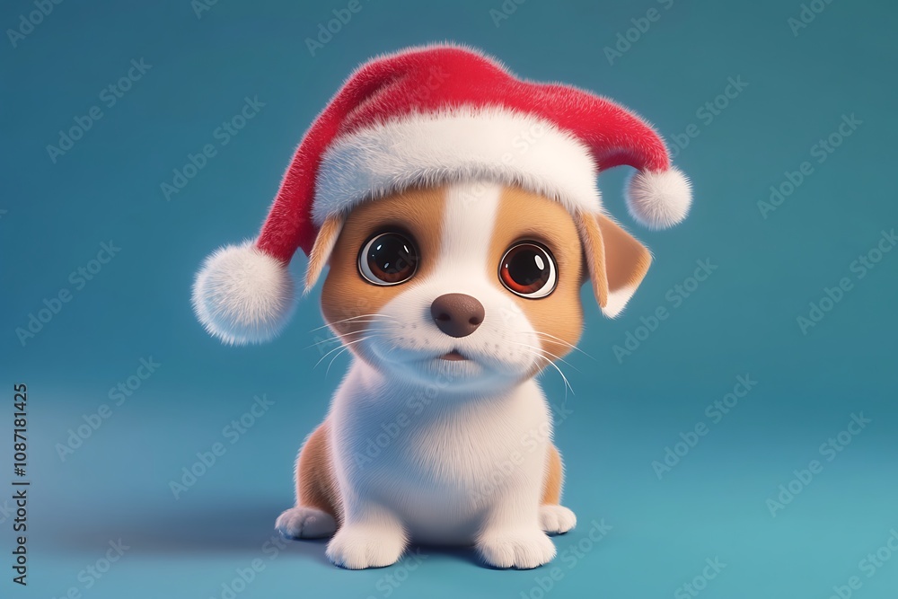 Adorable Puppy Wearing A Santa Hat For Christmas Adorable Puppy Wearing A Santa Hat For Christmas