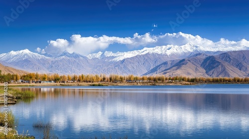 Breathtaking Mountainous Landscape with Clear Blue Lake and Scenic R