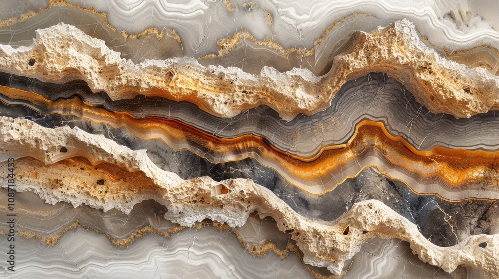 Beautiful natural agate stone showing intricate layers and patterns with warm tones found in a geological setting Beautiful natural agate stone showing intricate layers and patterns with warm tones found in a geological setting