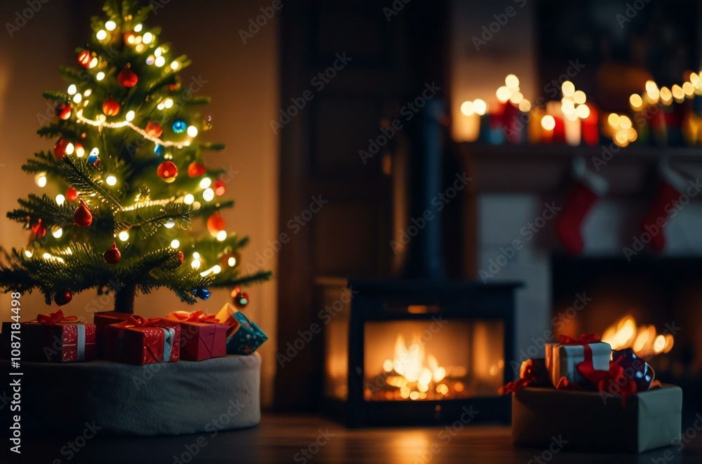 christmas tree with burning candles christmas tree with burning candles