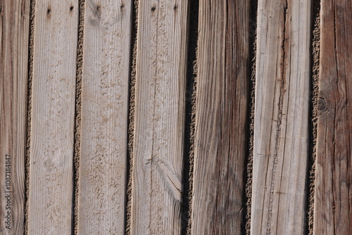 Wooden walkways on the coast of Spain. Wood texture, sand. photo