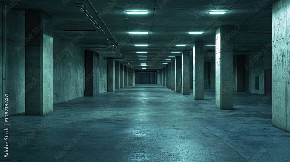 Naklejka premium Dark Warehouse Interior