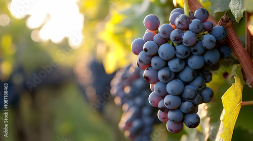 Close Up of Ripe Grapes on Vine, Photography