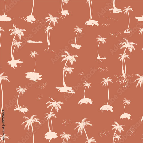 Hawaiian vector hand drawn seamless pattern with palms