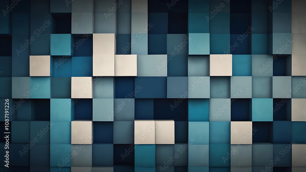 Fototapeta premium Modern Block Art with Contrast Dark Background