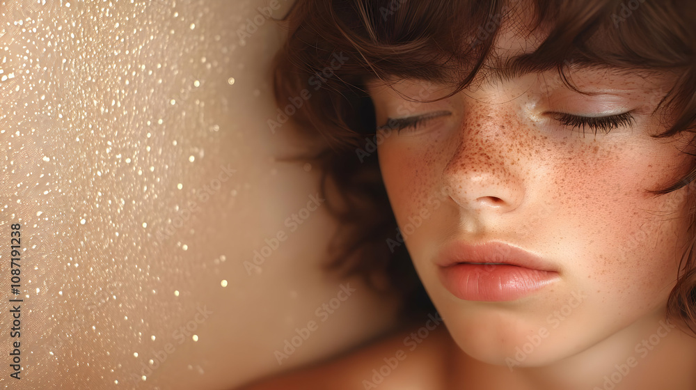Closeup Portrait of a Woman with Freckles Closeup Portrait of a Woman with Freckles