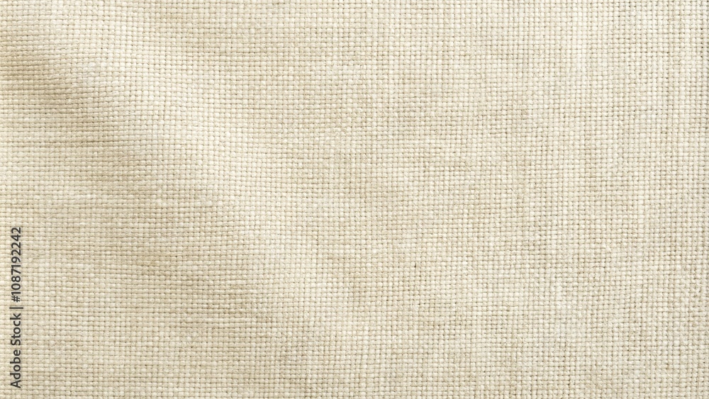 Fototapeta premium Cream-colored woven textile background texture, showing subtle folds and a tightly-knit pattern ideal for design projects