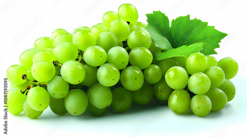 Green Grapes with Leaf - Realistic Photo Green Grapes with Leaf - Realistic Photo