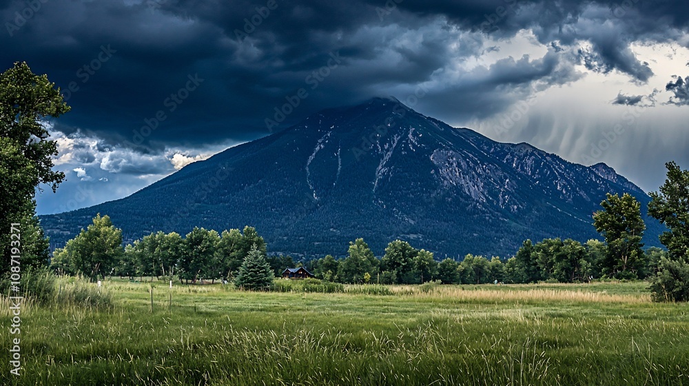Fototapeta premium Dramatic Mountain Landscape Under Dark Clouds