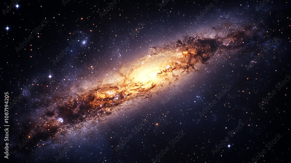 Fototapeta premium A stunning view of a distant galaxy filled with stars and cosmic dust in the expansive universe