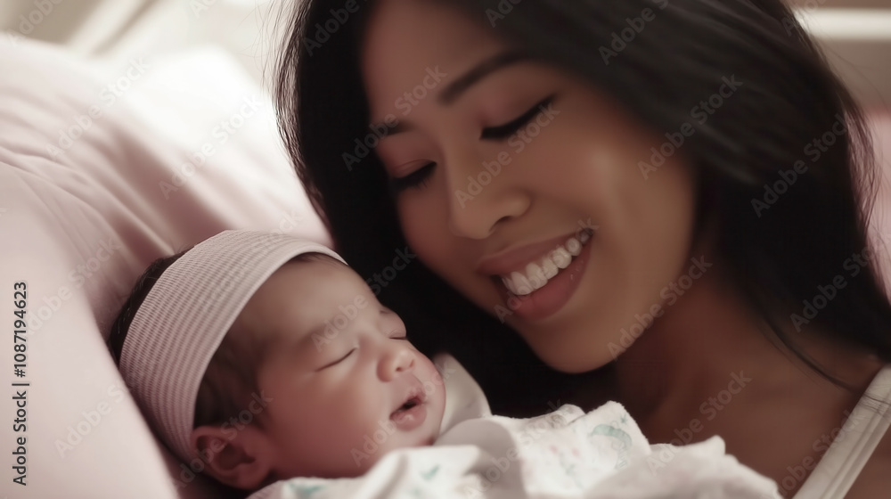 A woman is holding a baby in her arms A woman is holding a baby in her arms
