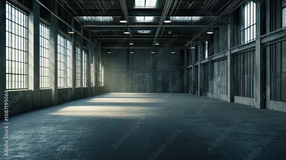 Obraz premium Dark Warehouse Interior