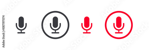 Podcast, broadcast, webcast icon. Voicemail sign. Voice chat icon. Recording symbol. Mute icon. 3D Phone microphone icon for UI UX, mobile app, presentations with soft UI, push button.