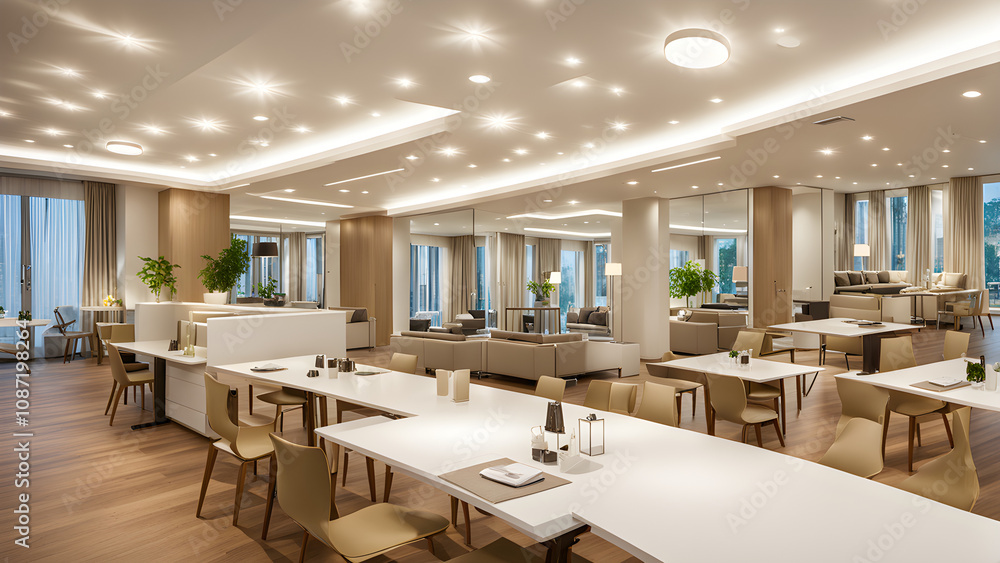Modern living room, office cafeteria, lobby, modern kitchen, ai generated Modern living room, office cafeteria, lobby, modern kitchen, ai generated