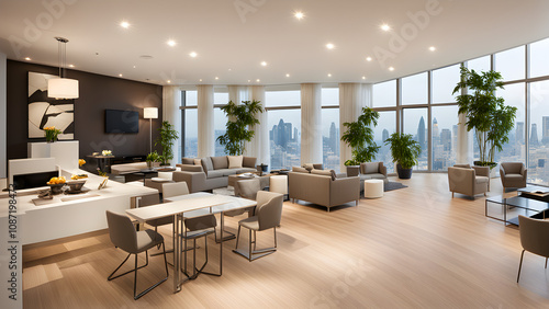 Modern living room, office cafeteria, lobby, modern kitchen, ai generated