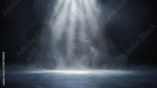 A dark room with and Mysterious Empty Ethereal Light Beam Creating