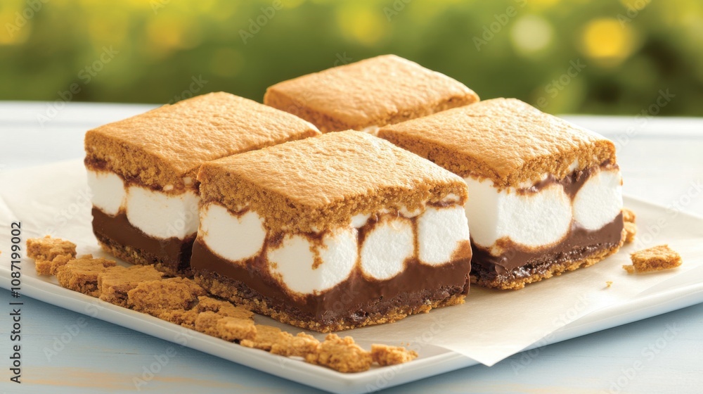 Delicious s'mores dessert bars layered with creamy filling and a crunchy graham cracker crust, perfect for summer gatherings. Delicious s'mores dessert bars layered with creamy filling and a crunchy graham cracker crust, perfect for summer gatherings.