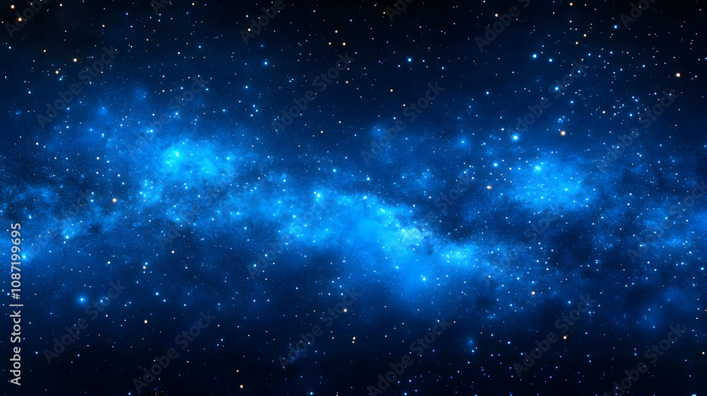 Naklejka premium Blue Nebula Stars Night Sky Abstract Background