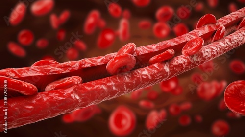 An artery is a blood vessel in humans and most other animals that takes oxygenated blood away from the heart in the systemic circulation to one or more parts of the body. photo