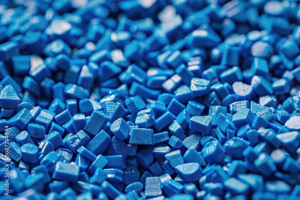 Blue Plastic Pieces Form Textured Surface Closeup Blue Plastic Pieces Form Textured Surface Closeup
