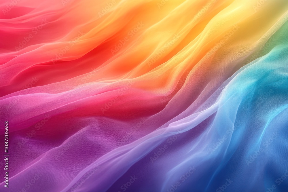Obraz premium Abstract Rainbow Fabric with Soft, Flowing Waves