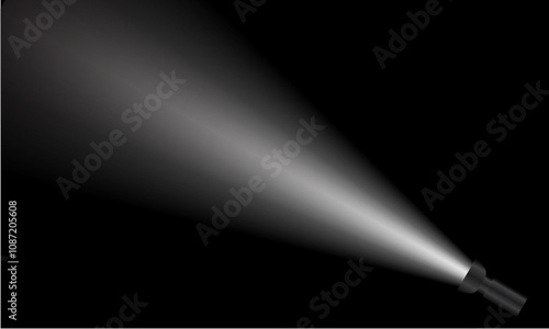 flashlight black background vector. spotlight ray on stage dark room
