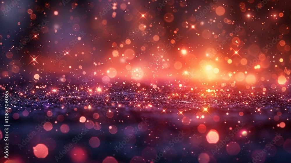 A vibrant display of glowing particles and sparkling lights against a dark background during a magical evening atmosphere A vibrant display of glowing particles and sparkling lights against a dark background during a magical evening atmosphere