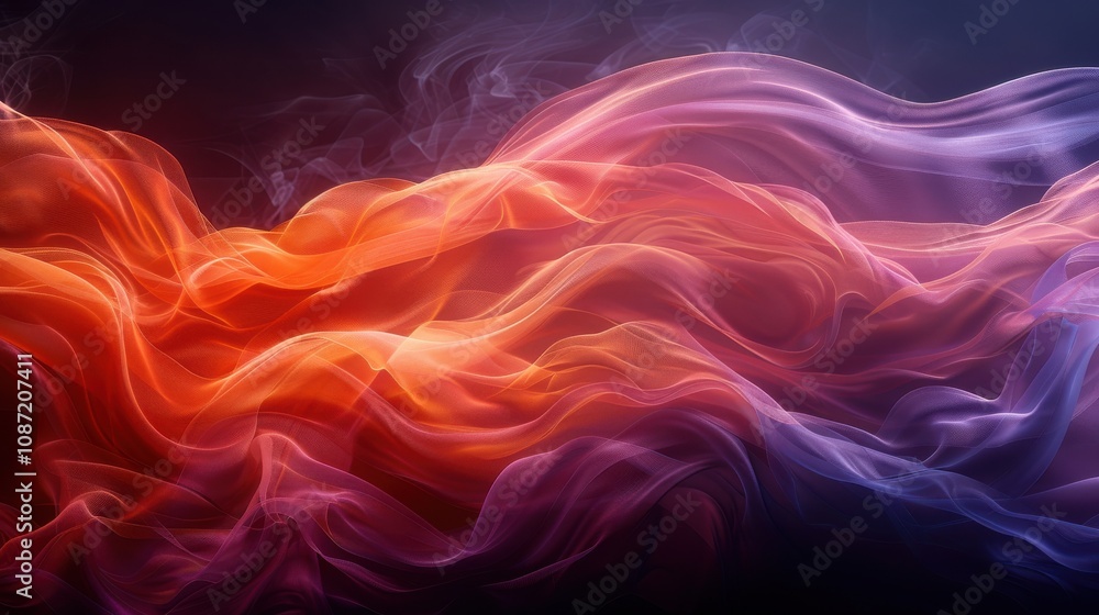Colorful abstract smoke waves dancing in a dark space creating a vibrant and dynamic atmosphere for artistic expression Colorful abstract smoke waves dancing in a dark space creating a vibrant and dynamic atmosphere for artistic expression