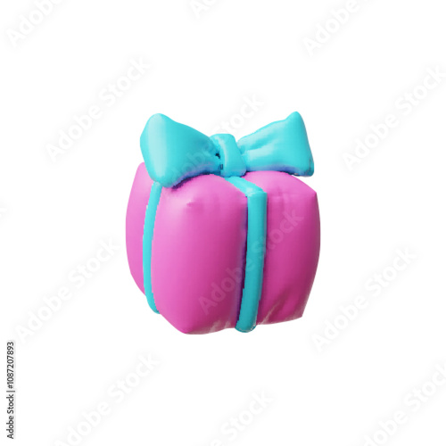 3d vector with the image of an inflatable form in the form of a gift box with a bow.