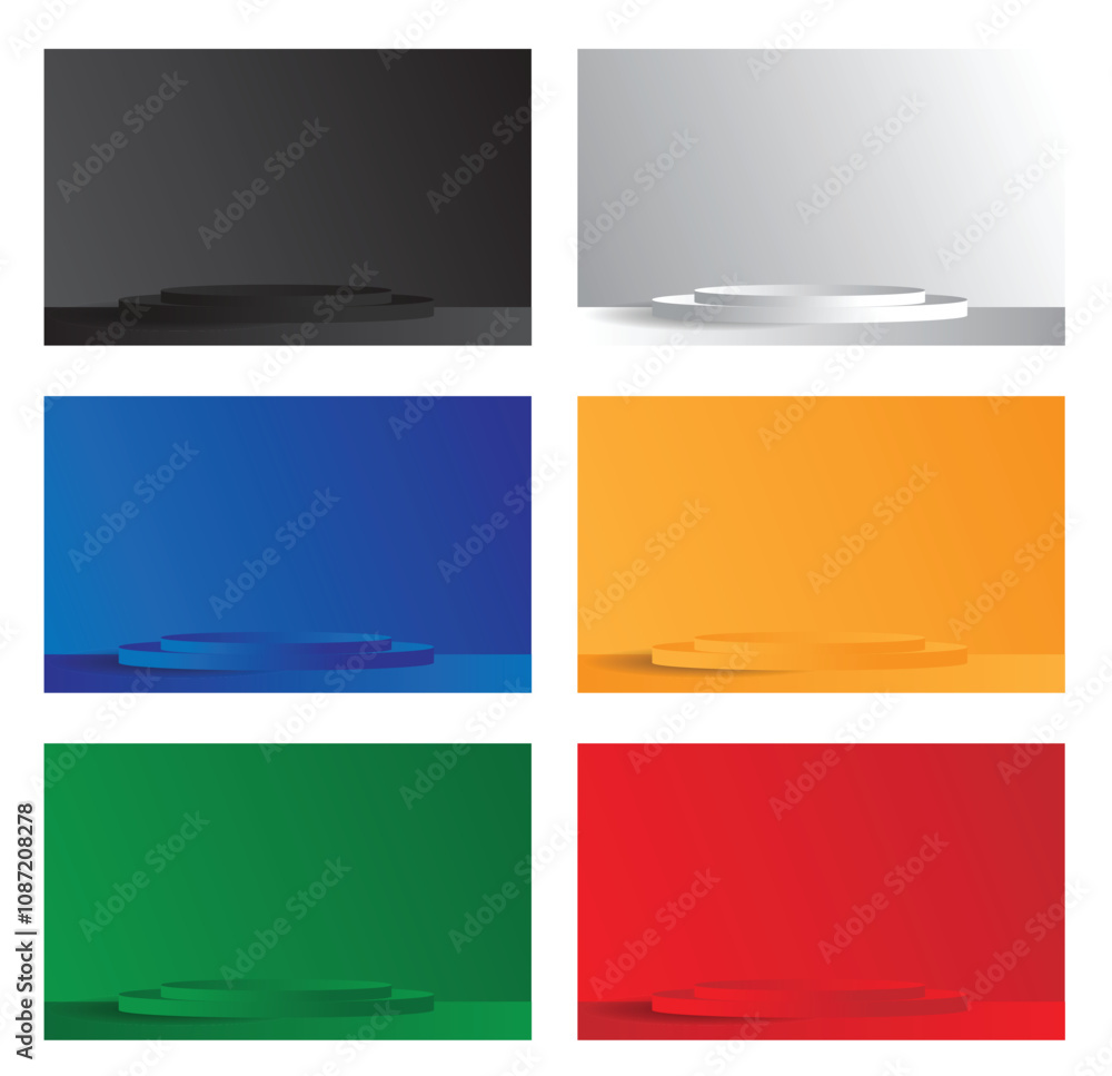 Fototapeta premium Podium Product Mock up Template Background Different Colors Set. Graphic design elements and resources vector art