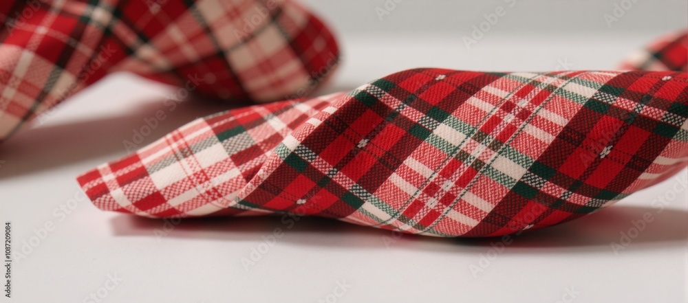 A red-and-white Scottish plaid bow adds holiday cheer A red-and-white Scottish plaid bow adds holiday cheer