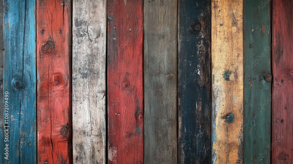 Old, grungy, colorful wood background Old, grungy, colorful wood background