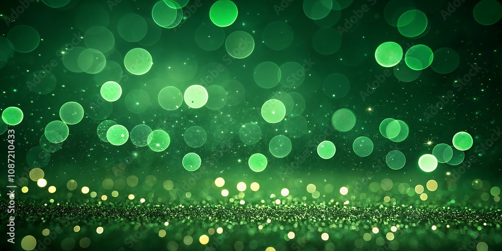 Green Bokeh Lights Background with Glitter Green Bokeh Lights Background with Glitter