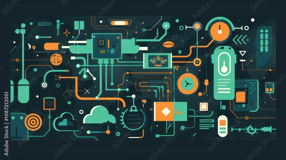 Abstract Technology Background with Geometric Shapes and Lines