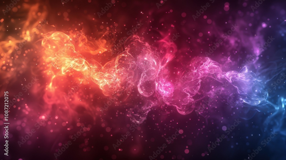 Colorful swirling abstract patterns resembling cosmic energy in vibrant hues of pink, orange, and purple against a dark backdrop Colorful swirling abstract patterns resembling cosmic energy in vibrant hues of pink, orange, and purple against a dark backdrop