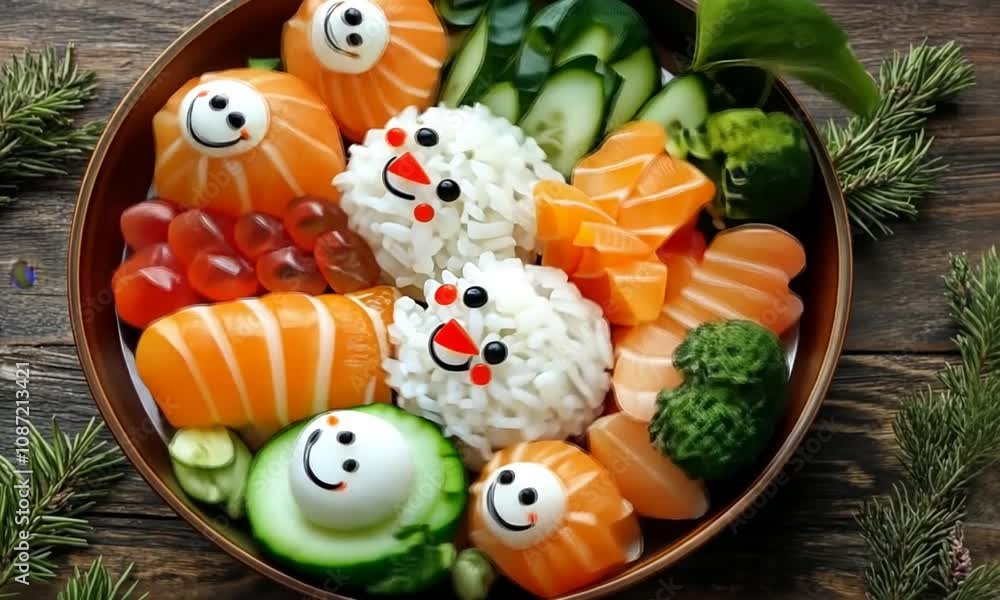 Creative sushi platter with fun shapes Creative sushi platter with fun shapes