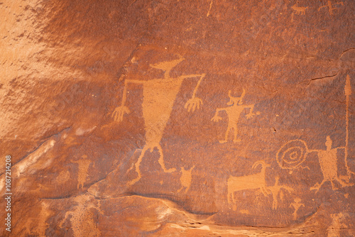 Fotografija Detail of indigenous culture Petroglyphs etch in the walls along Potash Road in