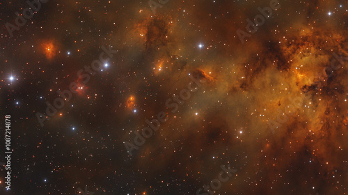 Night sky filled with vibrant stars and colorful nebulae above a vast cosmic landscape photo