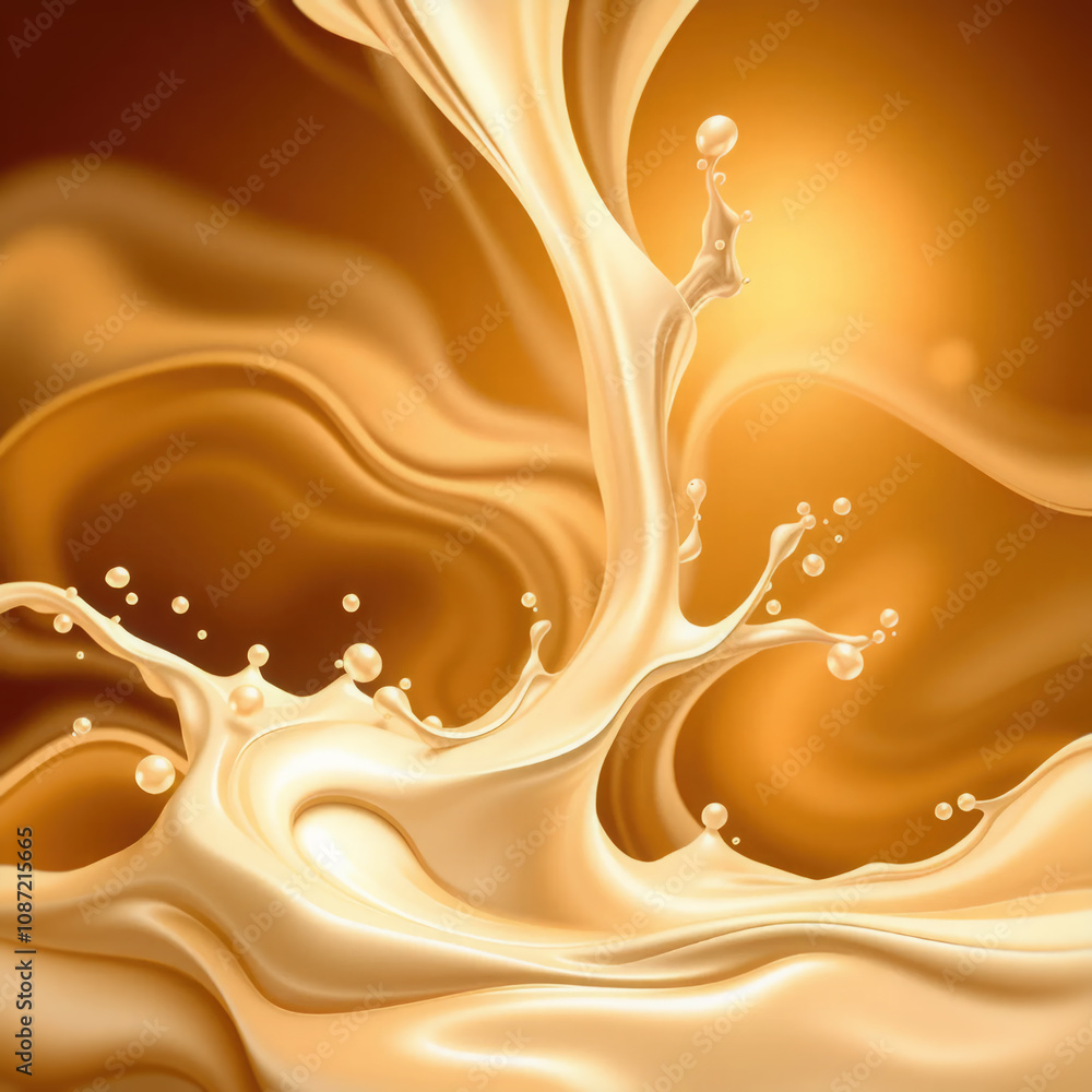 Organic waves of milk and coffee in motion, expressed in an abstract way. Modern background Organic waves of milk and coffee in motion, expressed in an abstract way. Modern background