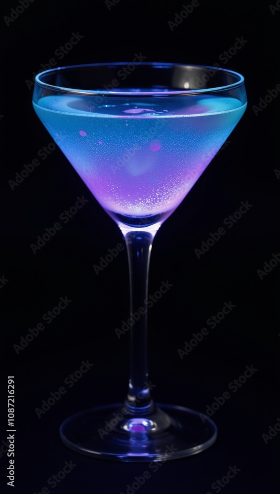 A futuristic bioluminescent cocktail glows within a high-tech glass A futuristic bioluminescent cocktail glows within a high-tech glass