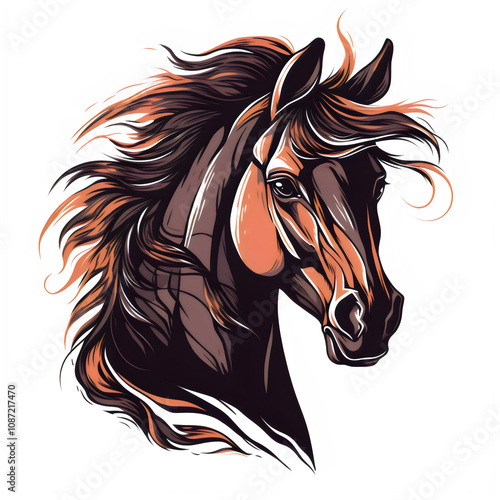 Wallpaper Mural  AI Generate of Cartoon head of brown horse standing isolated on white background Torontodigital.ca