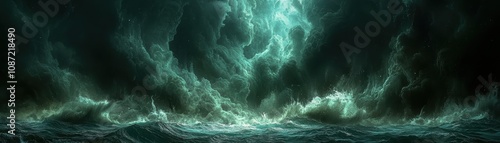 Dark tempest illuminated breakthrough storm formations over the oceanic abyss