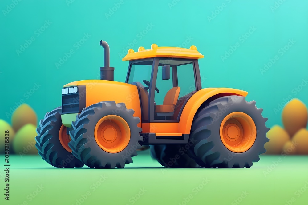 Obraz premium Tractor isolated on background. 3d rendering - illustration