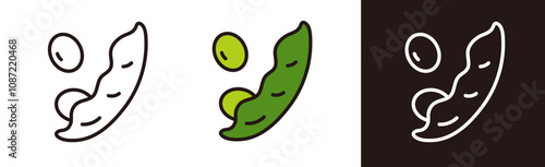 枝豆のアイコンイラスト。夏野菜のイラスト。