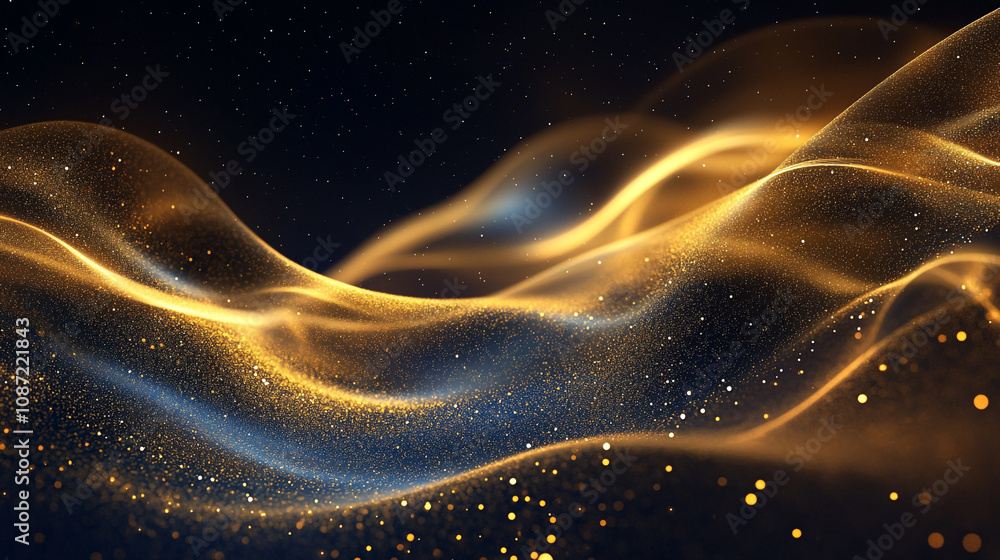 Golden waves of light create a mesmerizing abstract art design in dark background Golden waves of light create a mesmerizing abstract art design in dark background